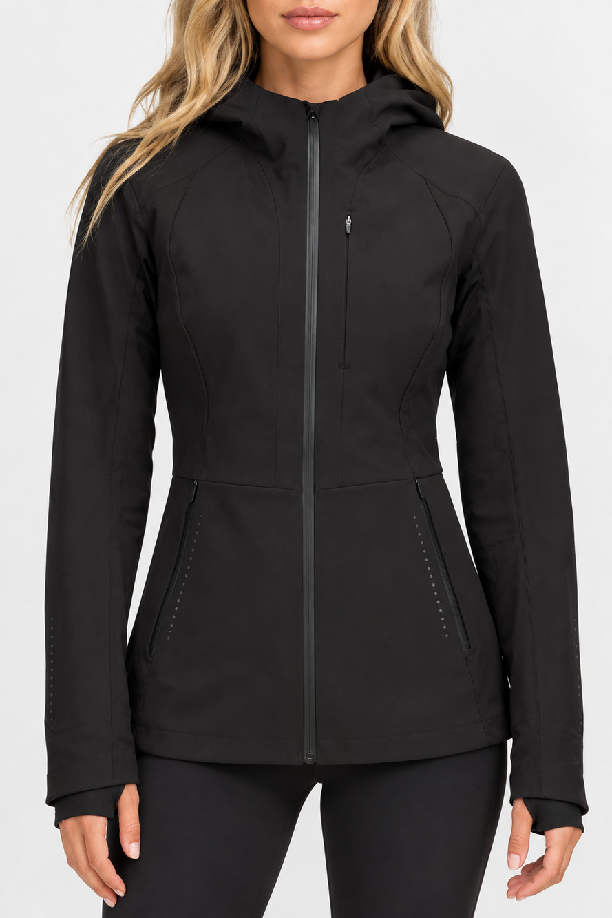 Lululemon Womens Jacket Size 8 Cross Chill RepelShell Black Hooded Running